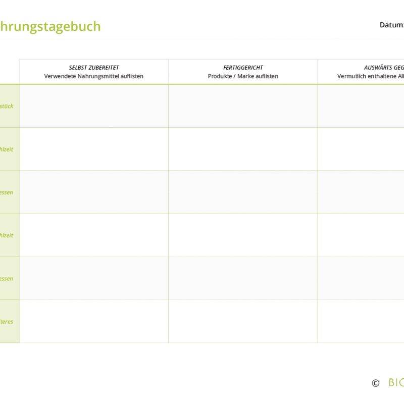 Download: Biobalance Ernährungstagebuch